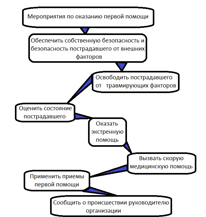 Универсальная схема оказания первой помощи пострадавшим на месте происшествия